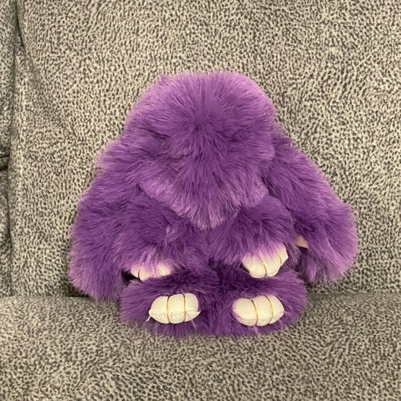 Fluffy Rabbit Pompom Keychain (Dark Purple) - Picture 8 of 8